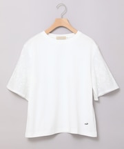コットン 五分袖 刺繍 Tシャツ