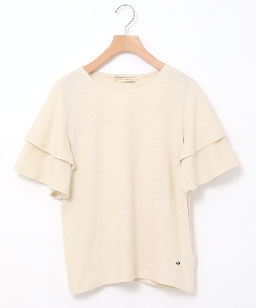 スラブ天竺 フリルスリーブ Tシャツ｜クロコダイルの