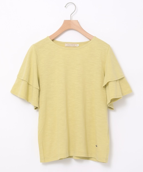 スラブ天竺 フリルスリーブ Tシャツ｜クロコダイルの