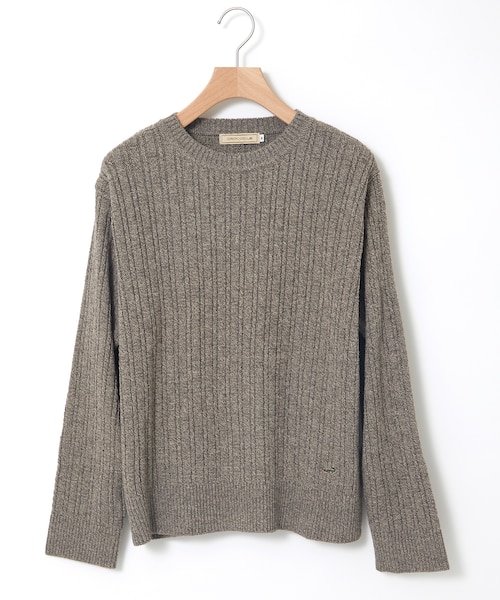 ウールブレンド 地柄編み プルオーバーニット【一部店舗限定