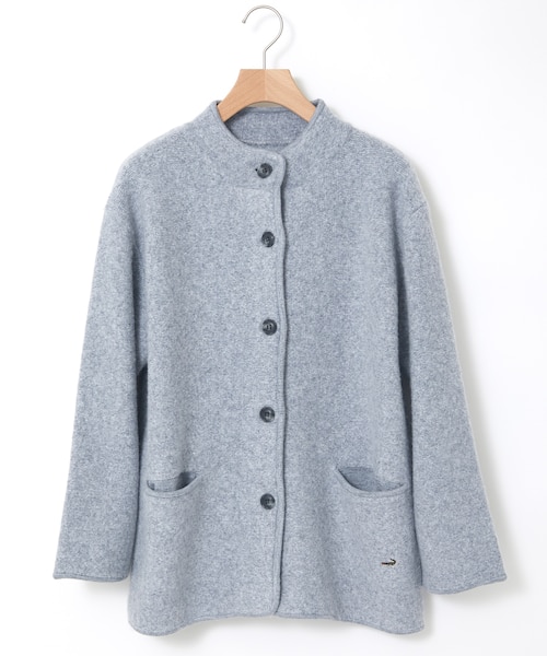 ウールブレンド スタンドカラー ニットコート｜クロコダイルの