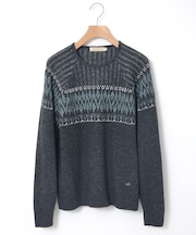 ウールブレンド フェアアイル柄 プルオーバーニット【手洗いOK】