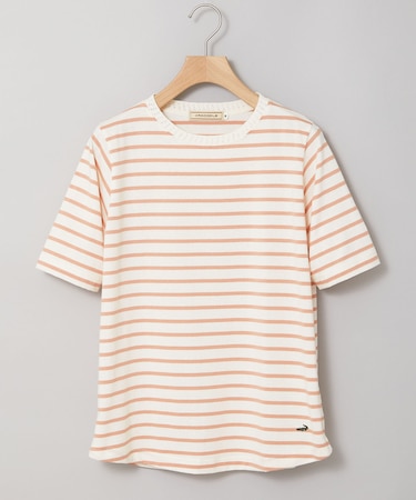 柄編み襟 ボーダー Tシャツ