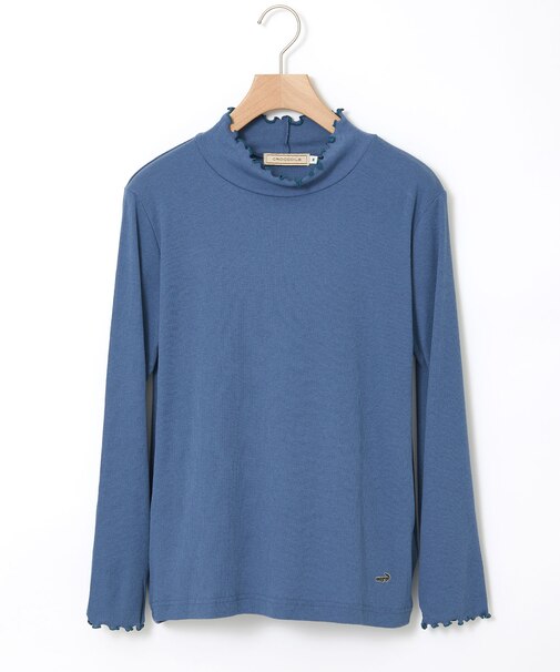 メロー ハイネック リブカットソー