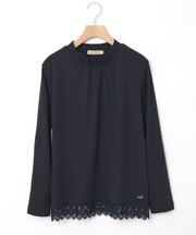 裾レース ハイネック プルオーバー