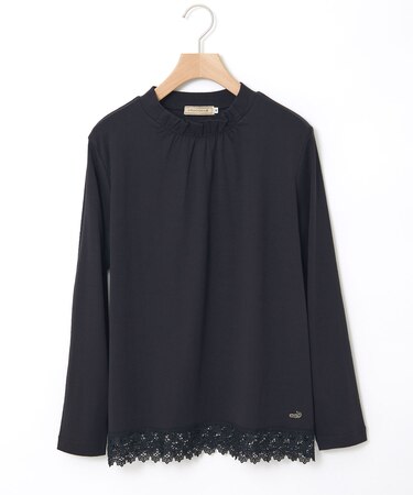 裾レース ハイネック プルオーバー