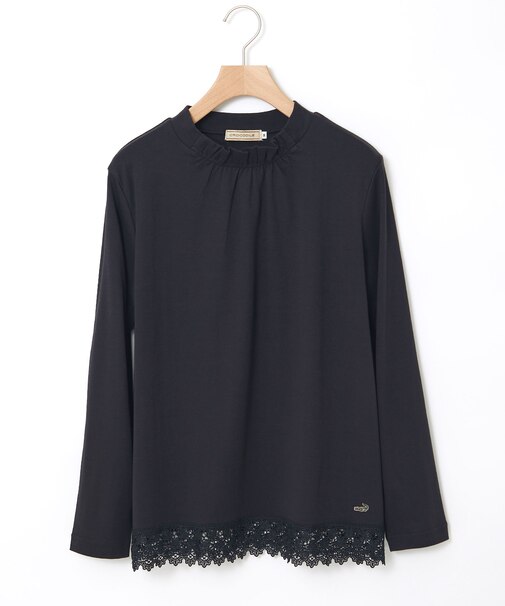 裾レース ハイネック プルオーバー