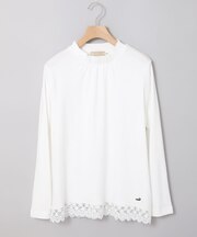 裾レース ハイネック プルオーバー