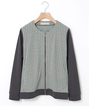 柄切り替え カット カーディガン