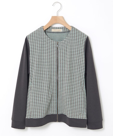 柄切り替え カット カーディガン