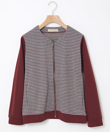 柄切り替え カット カーディガン