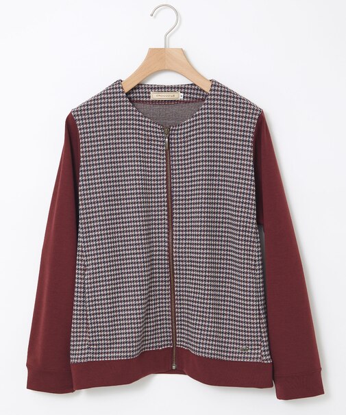 柄切り替え カット カーディガン