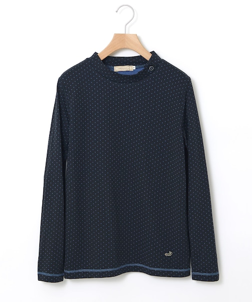 ドット柄 ハイネック プルオーバー