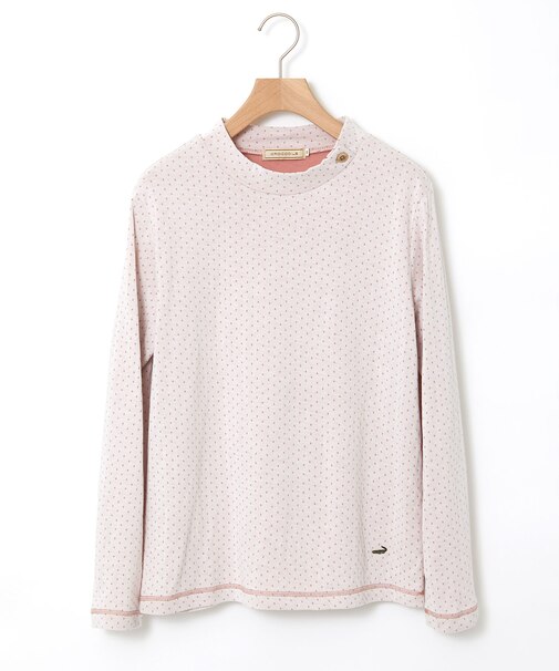 ドット柄 ハイネック プルオーバー