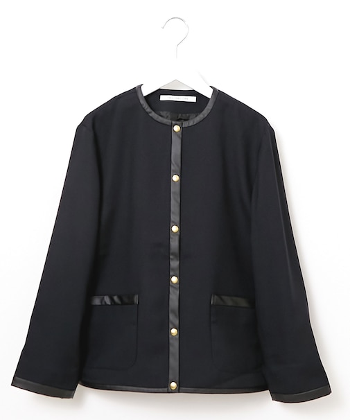 ウールライク ノーカラー ジャケット