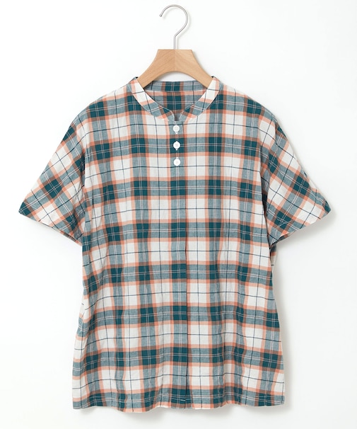 オーガニックコットン バンドカラー ブラウス