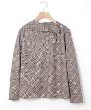 グレンチェック デザイン ブラウス
