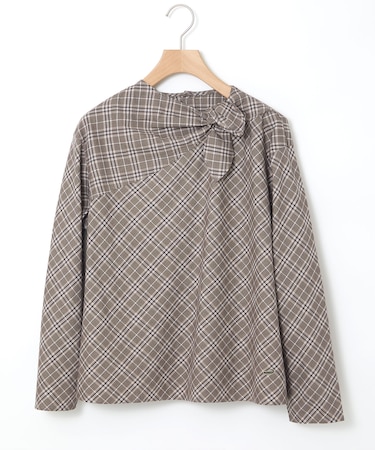 グレンチェック デザイン ブラウス