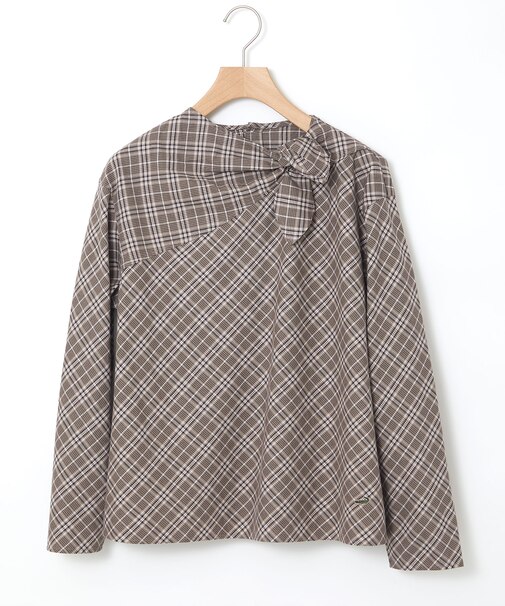 グレンチェック デザイン ブラウス