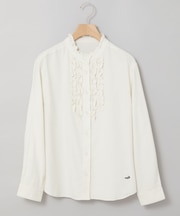 刺繍フリルデザイン 長袖 ブラウス