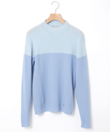 配色切替 ウール ニット【手洗いOK】
