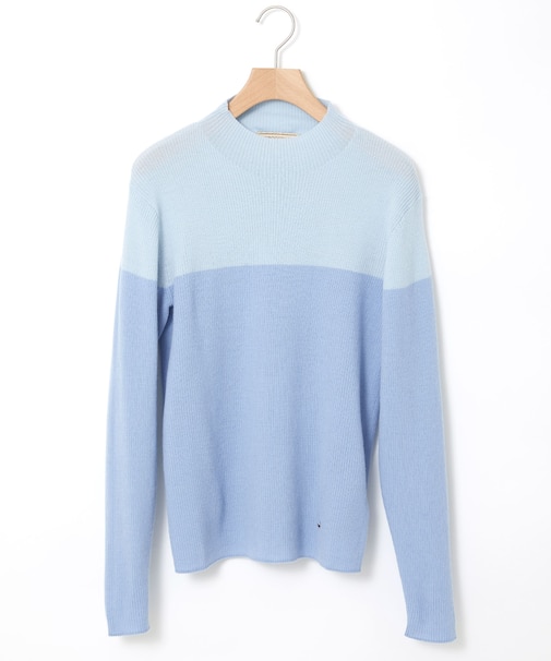 配色切替 ウール ニット【手洗いOK】