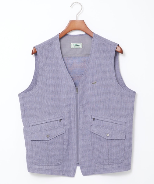 リップル生地 Vネック ベスト【吸汗速乾】