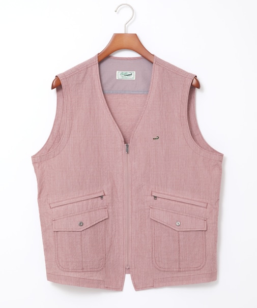 リップル生地 Vネック ベスト【吸汗速乾】