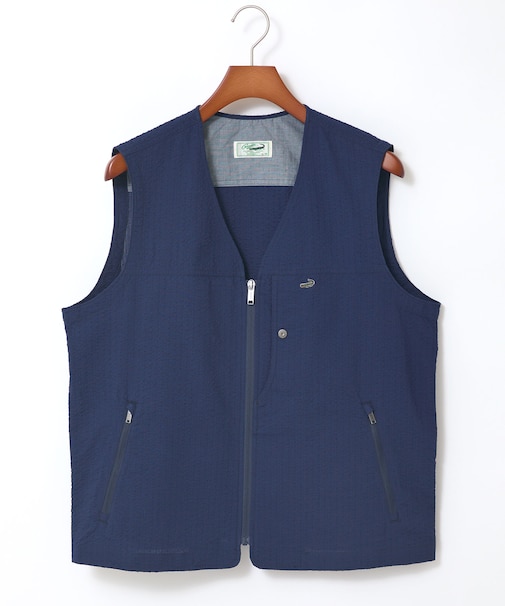 シアサッカー ベスト【吸汗速乾】