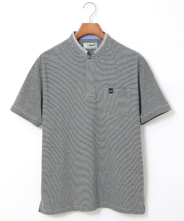 スタンド襟 微塵ボーダー柄 プルオーバー