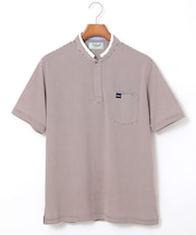 スタンド襟 微塵ボーダー柄 プルオーバー