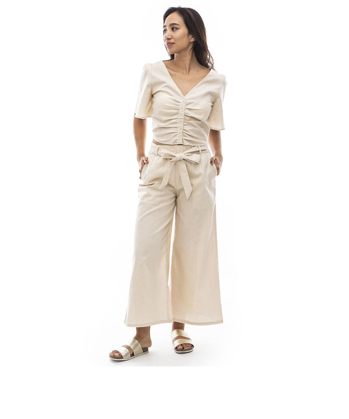 【OUTLET】BILLABONG レディース 【CHILLWEAR】 LINEN COTTON WOVEN TOPS デザイントップス 【2024年夏モデル】