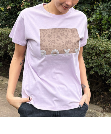 【OUTLET】Roxy HOT SUMMER ウィメンズ 半袖Tシャツ ボックスプリント スタッズロゴ 接触冷感