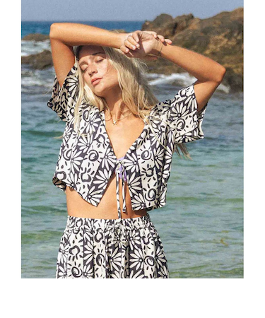 【OUTLET】BILLABONG レディース 【SUN SPELL】 SUNFLOWER TOP セットアップ 半袖シャツ 【2025年春夏モデル】