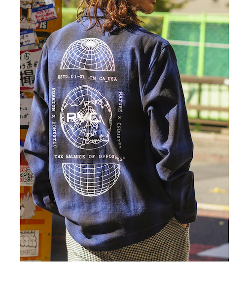 【OUTLET】RVCA メンズ GLOBAL COMESTIC SHIRTS 長袖シャツ BLU 【2024年秋冬モデル】