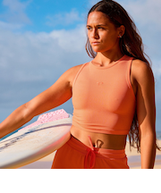 【OUTLET】【オンラインストア・直営店限定】Roxy RISE&VIBE RIB TANK ウィメンズ ウェア タンクトップ クロップド丈*