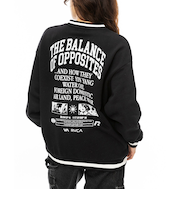 【OUTLET】RVCA レディース PASTEUP V-NECK LOOSE FIT CREW トレーナー BLK 【2024年秋冬モデル】