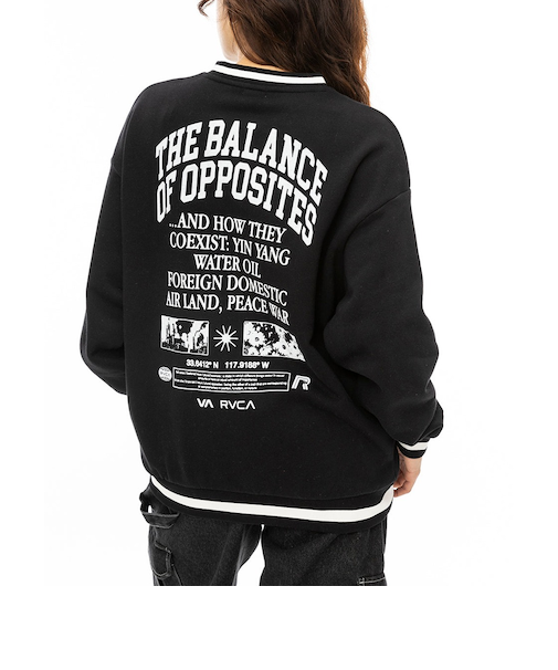 【OUTLET】RVCA レディース PASTEUP V-NECK LOOSE FIT CREW トレーナー BLK 【2024年秋冬モデル】