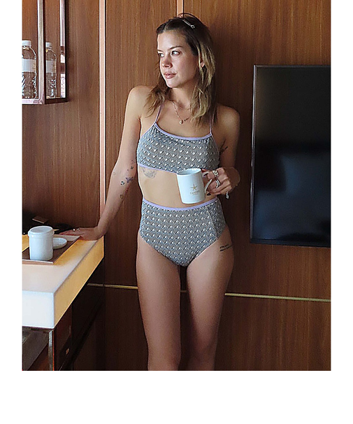 【OUTLET】Roxy SOLEIL BIKINI ウィメンズ 水着 バンドゥ 上下セット ハイウエスト 幾何学模様 ジャガード素材