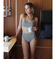 【OUTLET】Roxy SOLEIL BIKINI ウィメンズ 水着 バンドゥ 上下セット ハイウエスト 幾何学模様 ジャガード素材