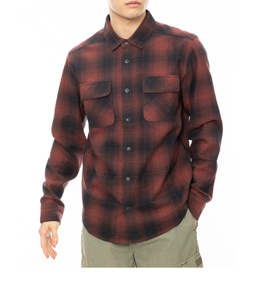 【OUTLET】RVCA メンズ DAYSHIFT FLANNEL LS 長袖シャツ RDE 【2024年秋冬モデル】