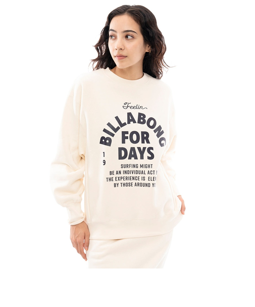 【OUTLET】BILLABONG レディース SIDE RIB HEAVY SWEAT トレーナー WCP 【2024年秋冬モデル】
