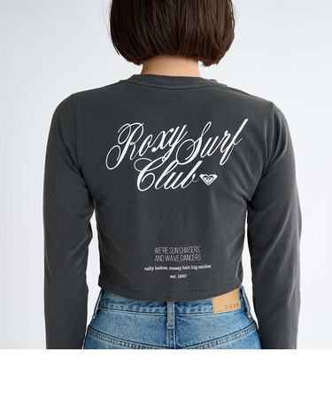 【OUTLET】Roxy SUN CHASERS L/S ウィメンズ 長袖Tシャツ ロンT ティーシャツ バックプリント クロップド丈 丈短め*