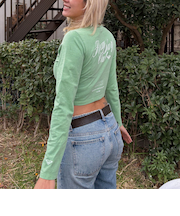 【OUTLET】Roxy SUN CHASERS L/S ウィメンズ 長袖Tシャツ ロンT ティーシャツ バックプリント クロップド丈 丈短め*