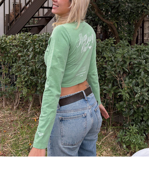 【OUTLET】Roxy SUN CHASERS L/S ウィメンズ 長袖Tシャツ ロンT ティーシャツ バックプリント クロップド丈 丈短め*