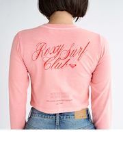 【OUTLET】Roxy SUN CHASERS L/S ウィメンズ 長袖Tシャツ ロンT ティーシャツ バックプリント クロップド丈 丈短め*