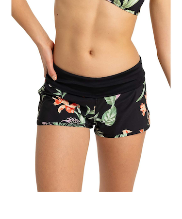 【OUTLET】Roxy ENDLESS SUMMER PRINTED BS ウィメンズ ボードショーツ BLACK ボタニカル柄 水着ボトムス