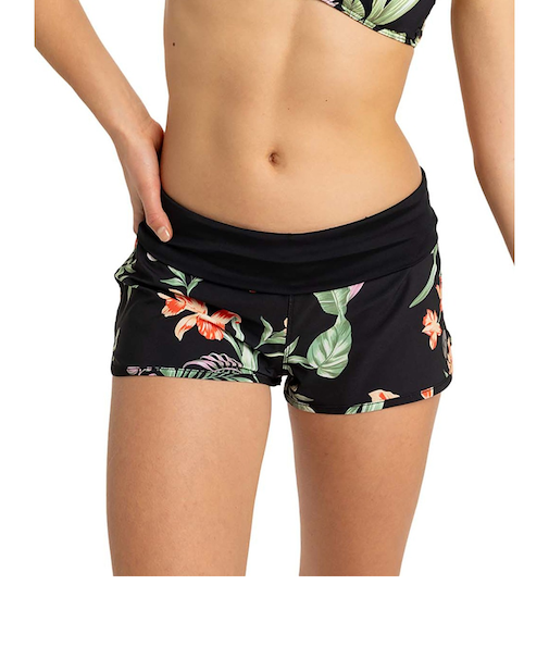【OUTLET】Roxy ENDLESS SUMMER PRINTED BS ウィメンズ ボードショーツ BLACK ボタニカル柄 水着ボトムス