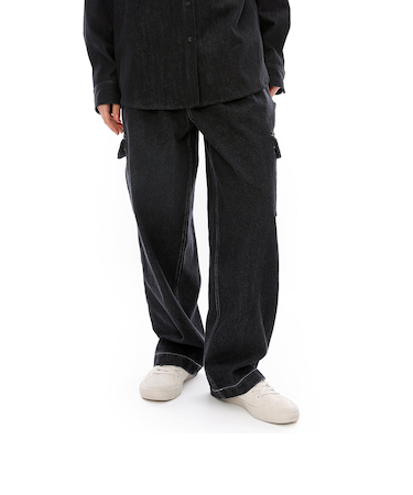 【OUTLET】RVCA レディース RECESSION DENIM CARG ロングパンツ BLK 【2024年秋冬モデル】