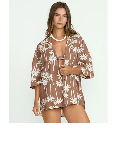 【OUTLET】BILLABONG レディース 【DAY DRIFT'N】 BEACH SIDE PRNTD SS WVN 半袖シャツ 【2025年夏モデル】